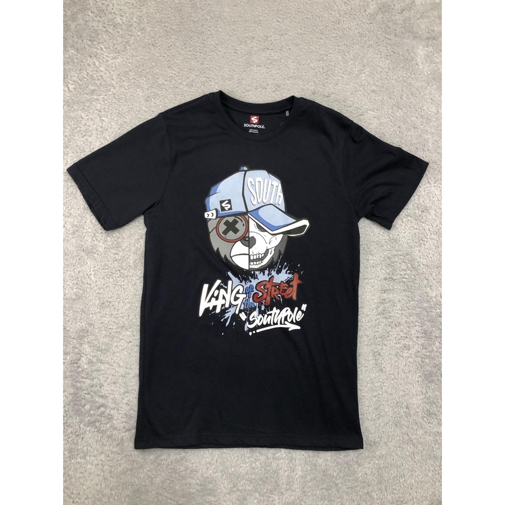 Southpole T-Shirt Mens Size S Navy Blue NWT King Of Street Skull Bear Graphic